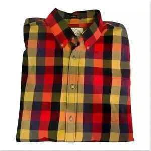 St. John's Bay Men's L Plaid Flannel Button-Up Shirt Long Sleeve Casual